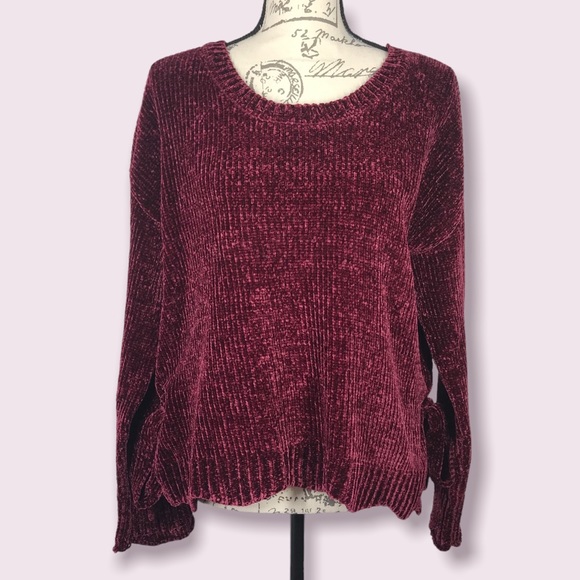 XOXO, Chunky Knit Sweater, Super Soft, Ties At Hem, Size XL - Picture 3 of 14